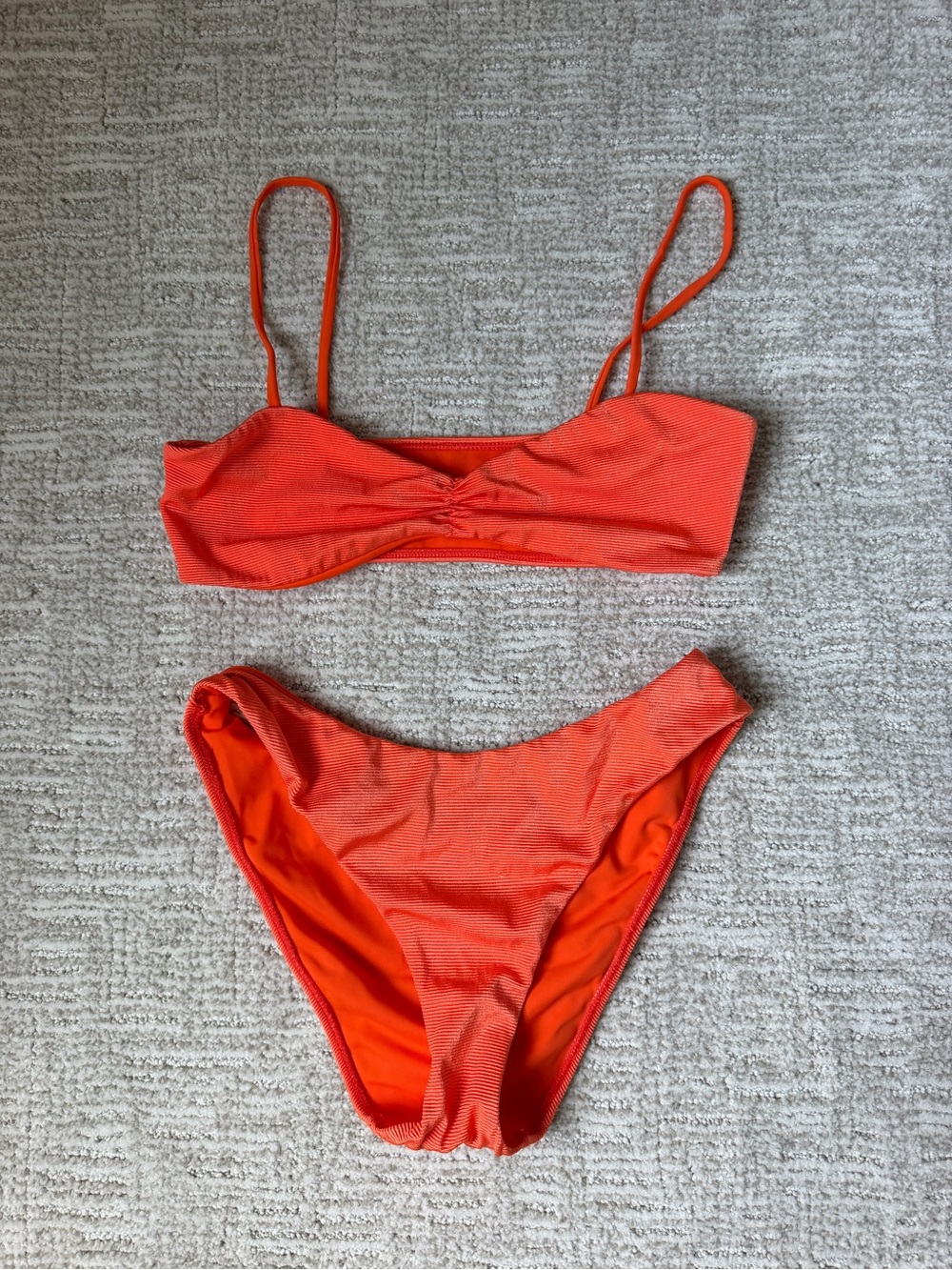 PacSun Bright Orange Ribbed Bikini Set